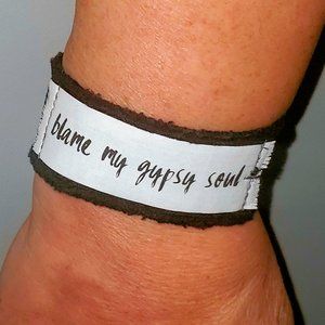 Blame My Gypsy Soul Cuff Bracelet Black Stretch Unique Boho Aesthetic Jewelry